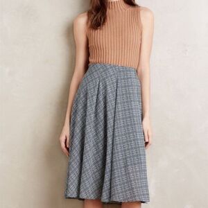 Ranna Gill Anthropologie Womens Skirt Size XS Blue Plaid Pleated Lined